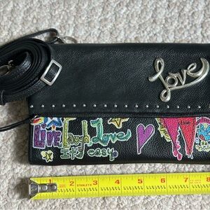Brighton Black Crossbody Bag with Colorful Graphic Design